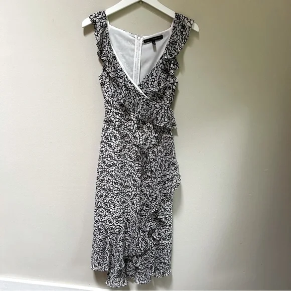 white house black market chiffon ruffle dress White House Black Market Ruffle Chiffon/Silk Tank V Neck Dress Womens Sz 2-5642
